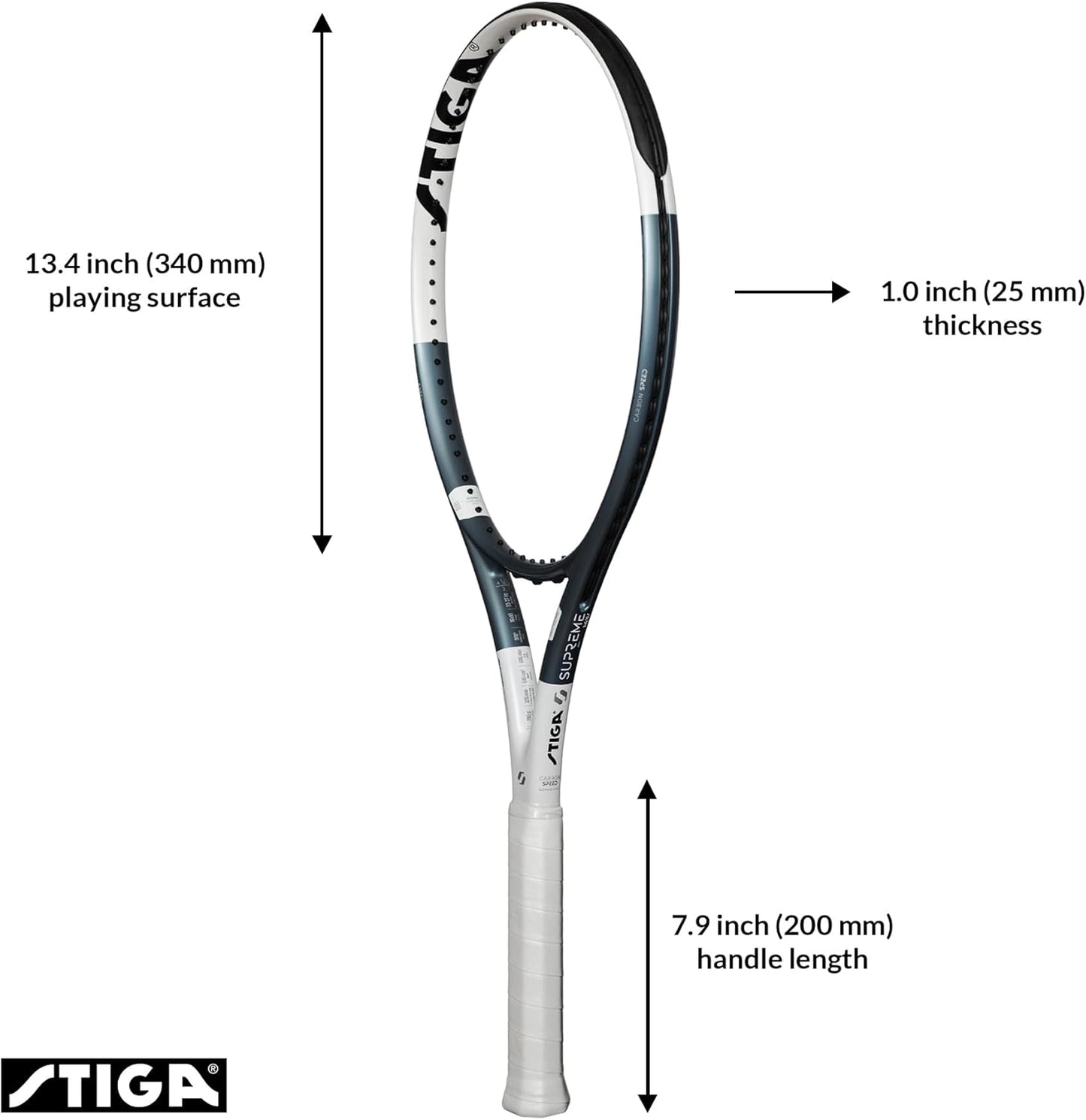 Tennis Racket Supreme, Unstrung Mid Weight Carbon Fiber Racket