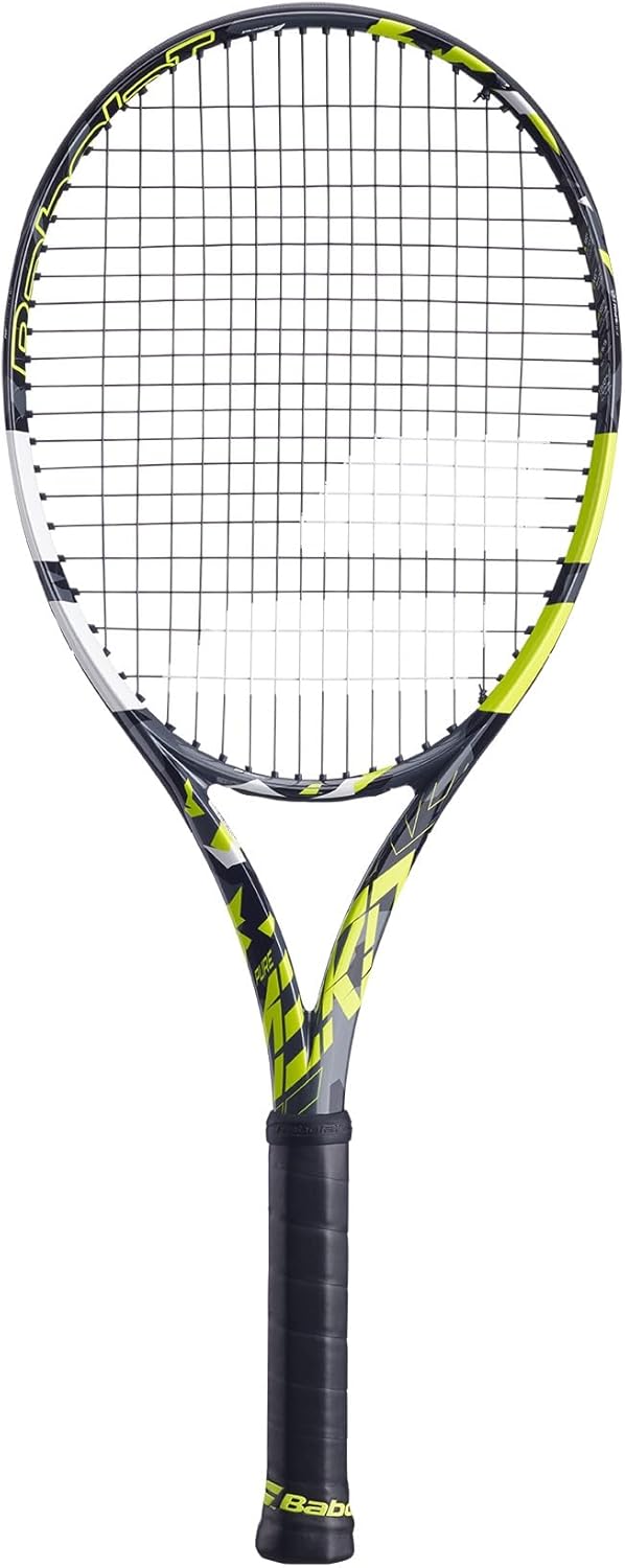 Pure Aero Tennis Racquet (7th Gen) Strung with Synthetic Gut at Mid Range Tension